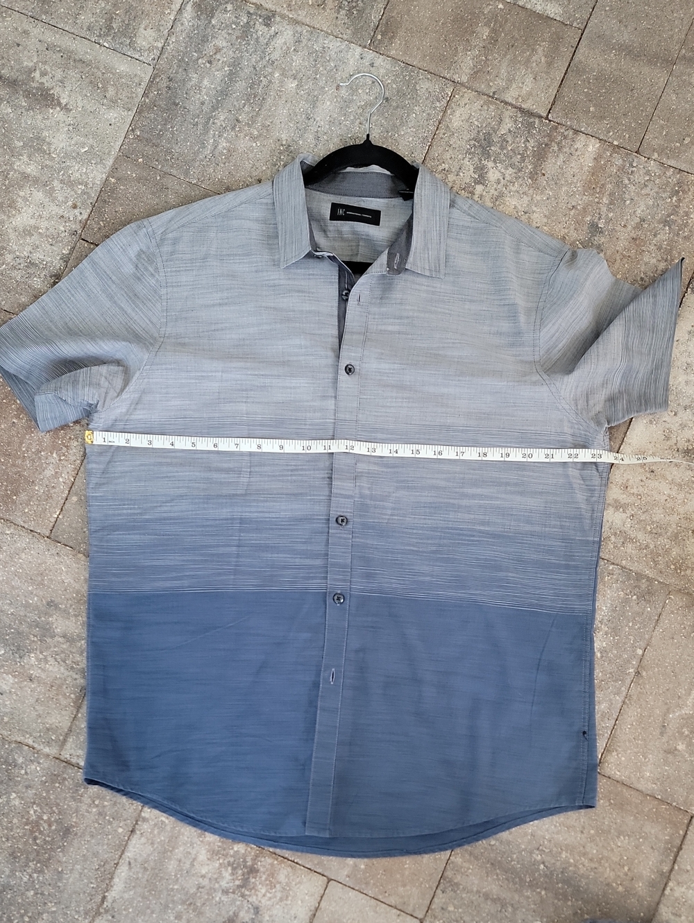 INC International Concepts Short-Sleeve Ombre Button-Down Shirt Sz L - Picture 3 of 10